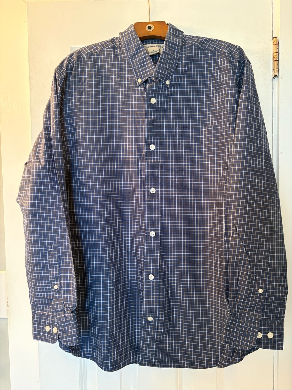 Duluth Trading Co. Men's Blue Check Button-Down Shirt